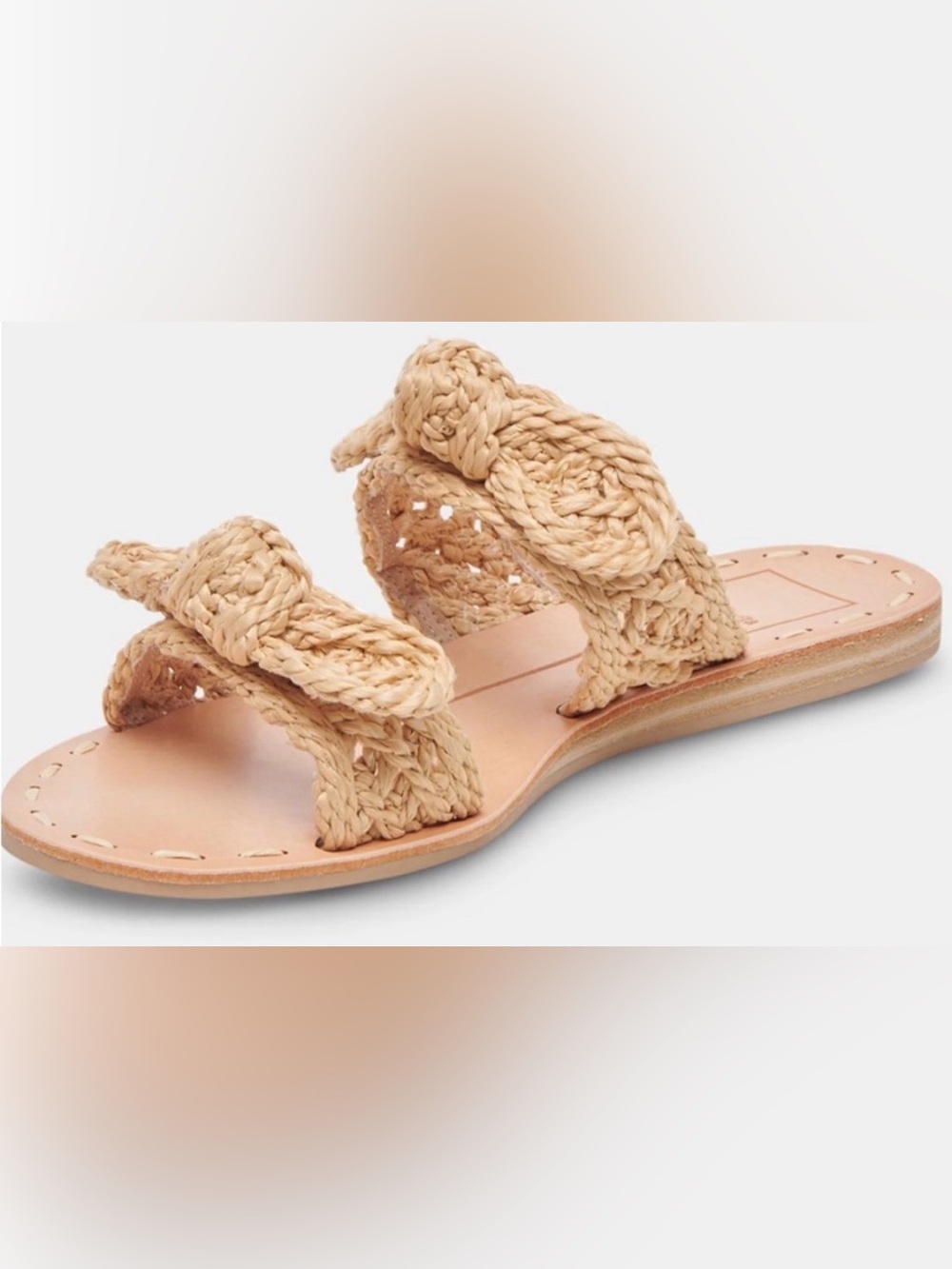 Dolce Vita Braided Straw Double-Strap Slide Sandal - Natural Beige